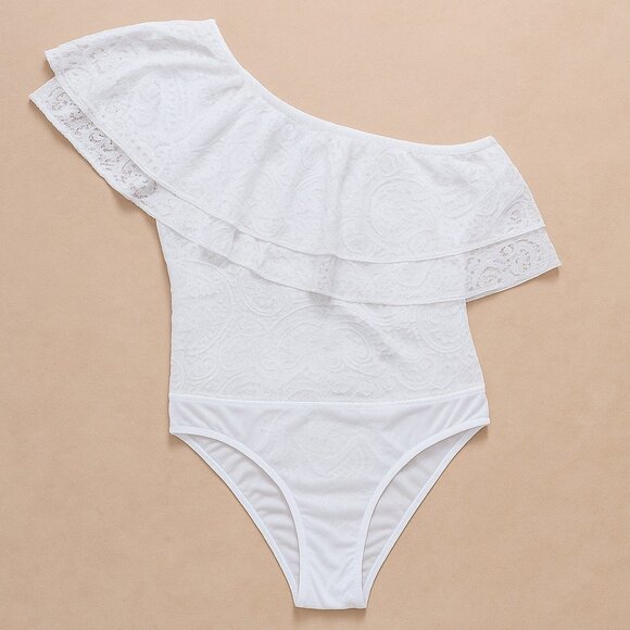 Guess Tops - Guess Marciano Marisol Lace Bodysuit Women's Size S White Backless Sexy